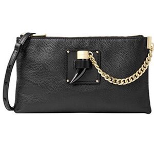 Michael Kors James Large Black Leather Zip Clutch | NWT